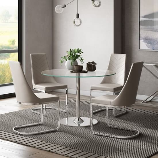 Eastleigh Clear Glass Dining Table With Polished Chrome Base