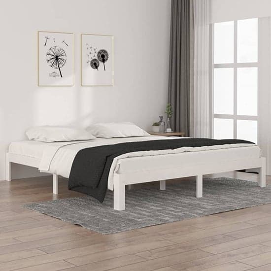 Eliada Solid Pinewood Super King Size Bed In White_1