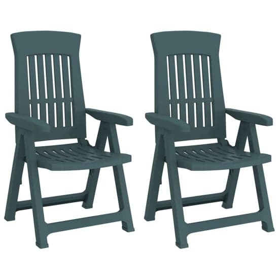 Elias Green Polypropylene Garden Reclining Chairs In Pair_2
