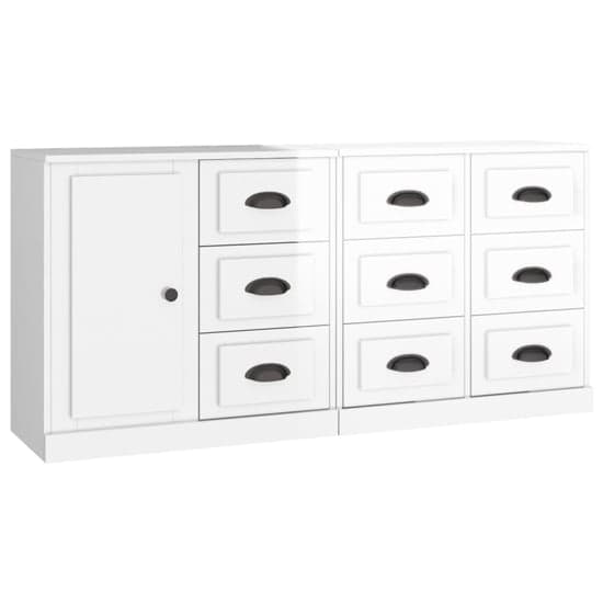 Elias High Gloss Sideboard With 1 Door 9 Drawers In White_2