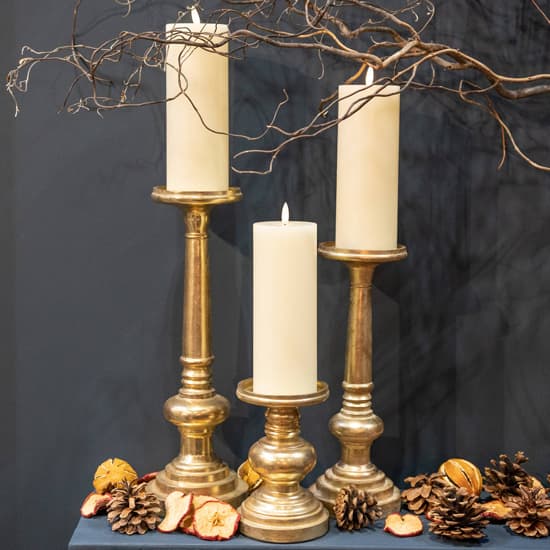 Elijah Metallic Tall Curved Glass Candle Holder In Antique Brass_3