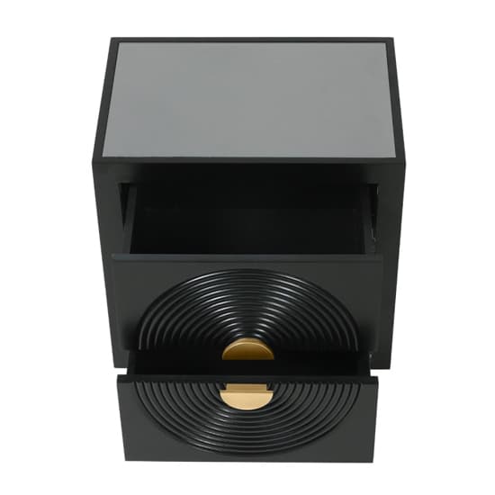 Eliot Mirror Top Bedside Cabinet In Black And Gold Handle_4