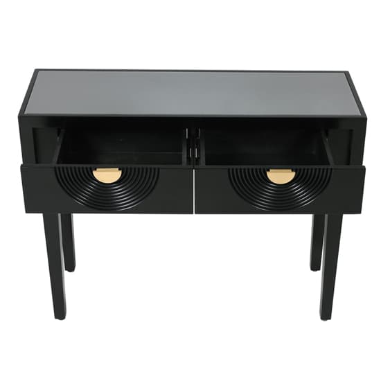 Eliot Mirror Top Console Table In Black And Gold Handle_6