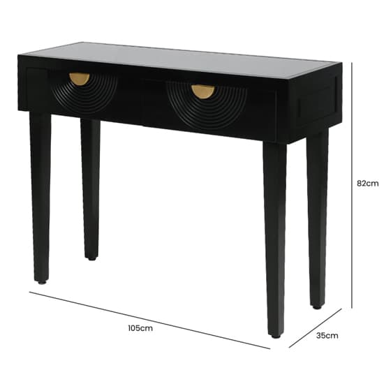 Eliot Mirror Top Console Table In Black And Gold Handle_7