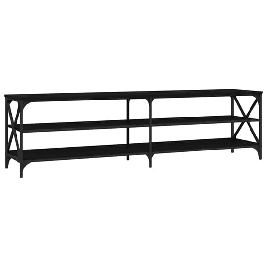 Elitia Wooden TV Stand With 2 Large Shelves In Black_3