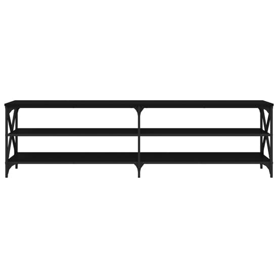 Elitia Wooden TV Stand With 2 Large Shelves In Black_5