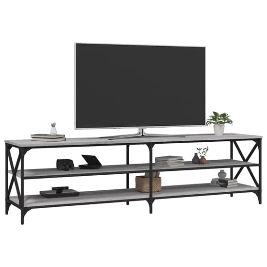 Elitia Wooden TV Stand With 2 Large Shelves In Grey Sonoma Oak_4