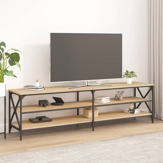 Elitia Wooden TV Stand With 2 Large Shelves In Sonoma Oak_1