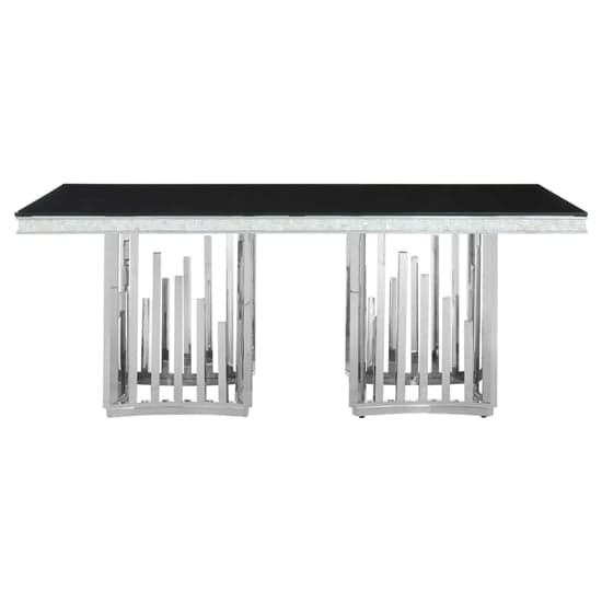 Elizak Black Glass Top Dining Table With Silver Metal Frame_2