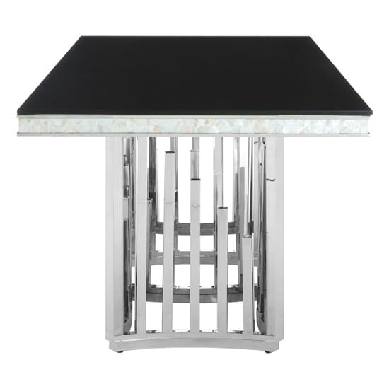 Elizak Black Glass Top Dining Table With Silver Metal Frame_3
