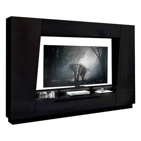 Elko High Gloss Entertainment Unit In Black With LED Lighting_5