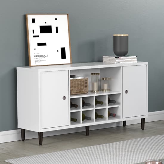 Elko Wooden Sideboard With 2 White Doors In Matt White Furniture in