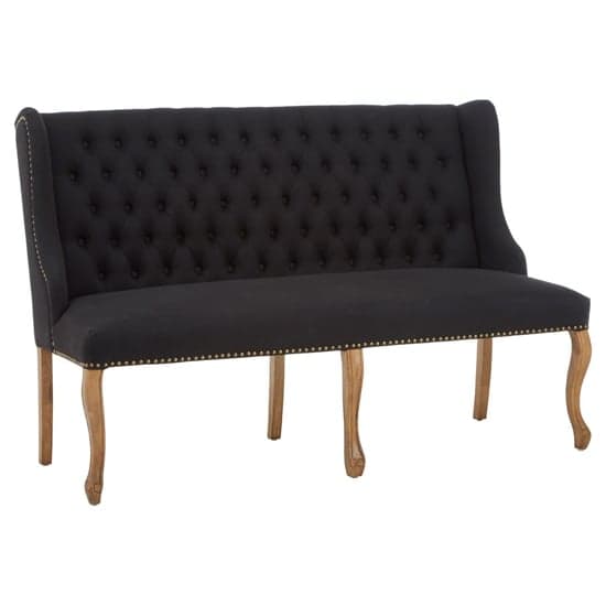 Elkurud Fabric Hallway Seating Bench With Oak Legs In Black_1