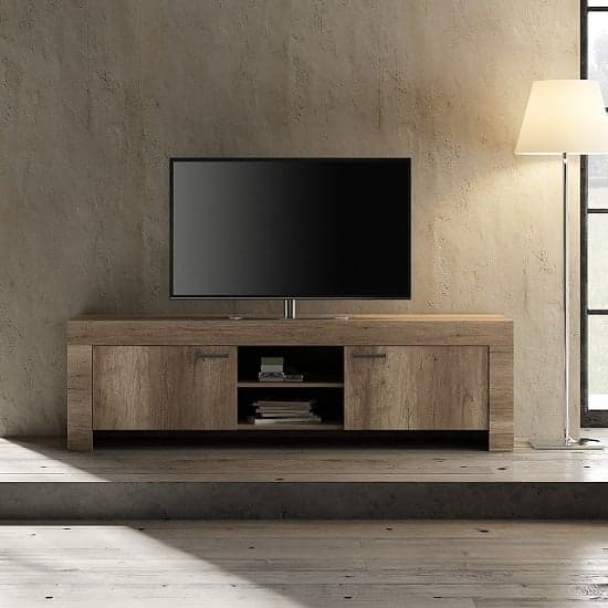 Ellie Wooden TV Stand Wide In Canyon Oak With 2 Doors_1
