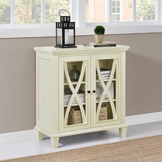 Ealing Wooden Display Cabinet With 2 Doors In Ivory_2