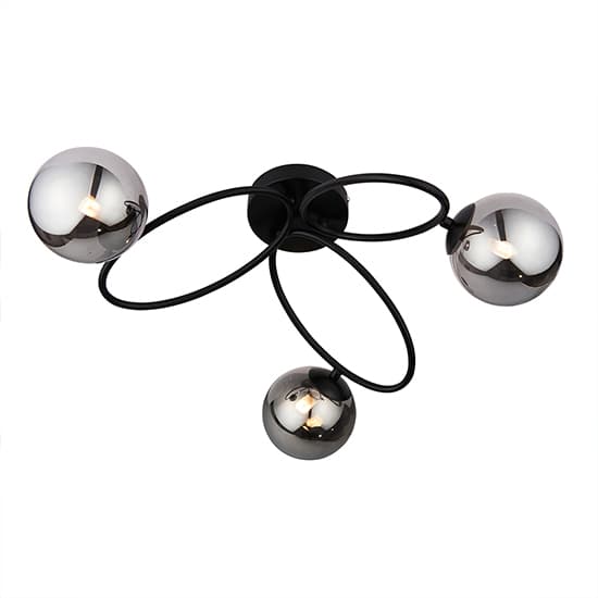 Ellipse 3 Lights Smoked Glass Shades Ceiling Light In Black_5