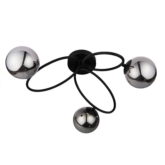 Ellipse 3 Lights Smoked Glass Shades Ceiling Light In Black_6