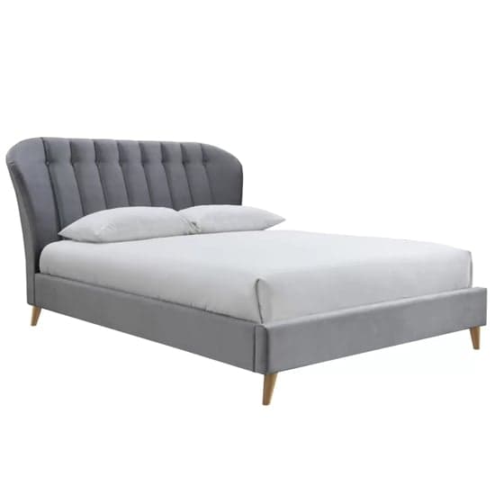 Elma Fabric Double Bed In Grey_2