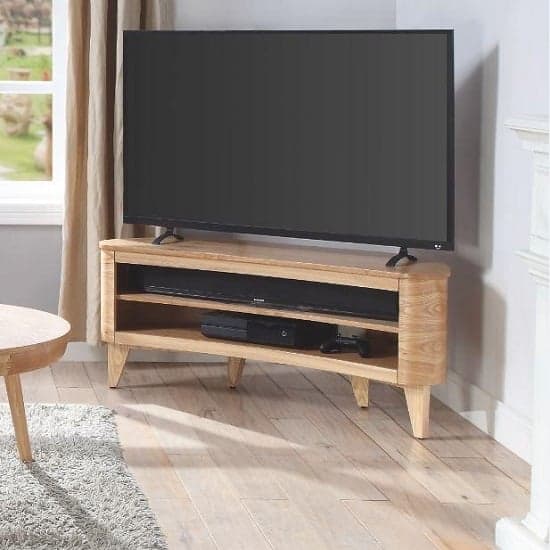 Anfossi Wooden Corner TV Stand In Oak