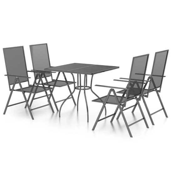 Elon Small Square Steel 5 Piece Garden Dining Set In Anthracite_2
