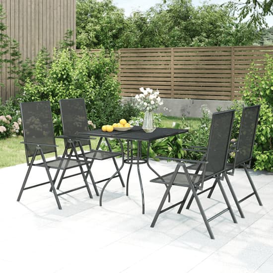 Elon Small Square Steel 5 Piece Garden Dining Set In Anthracite_1