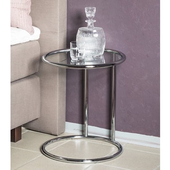 Eloy Round Clear Glass Side Table With Chrome Support_1