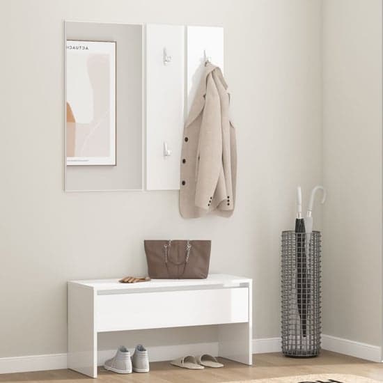 Elroy High Gloss Hallway Furniture Set In White_1