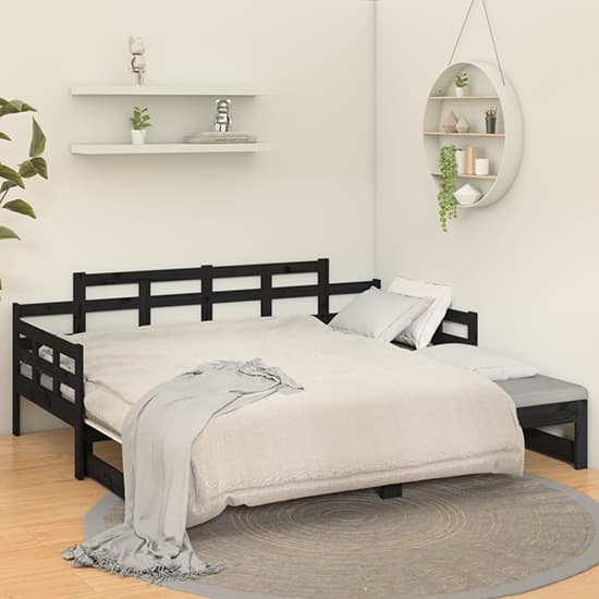 Elstan Solid Pine Wood Pull-out Single Day Bed In Black_2