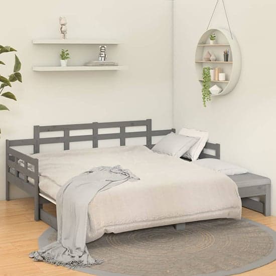 Elstan Solid Pine Wood Pull-out Single Day Bed In Grey_2