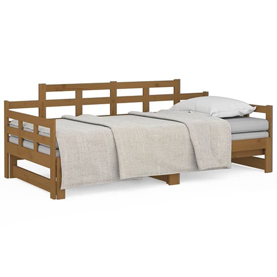 Elstan Solid Pine Wood Pull-out Single Day Bed In Honey Brown_3