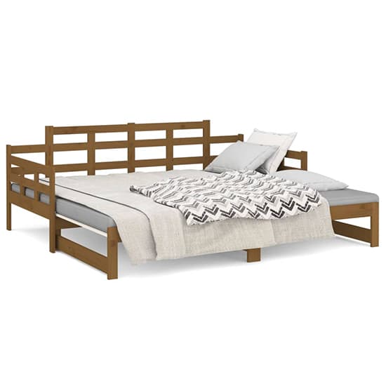 Elstan Solid Pine Wood Pull-out Single Day Bed In Honey Brown_4