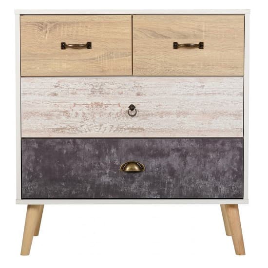 Noein Wide Chest Of Drawers In White And Distressed Effect_3