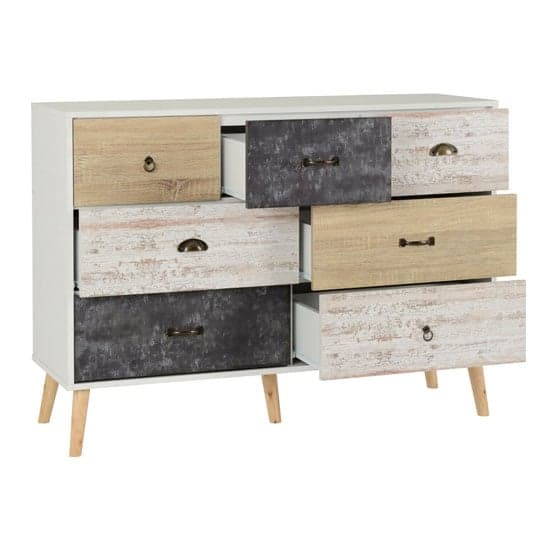 Noein Wooden Chest Of Drawers In White And Distressed Effect_2