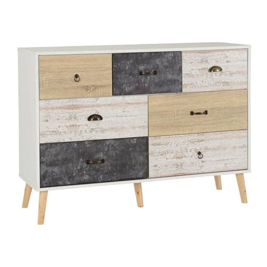 Noein Wooden Chest Of Drawers In White And Distressed Effect_1