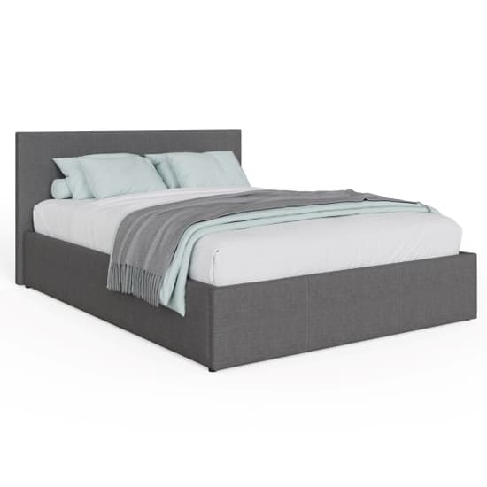 Eltham Fabric End Lift Ottoman Double Bed In Grey_3
