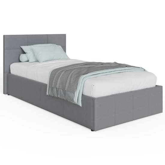 Eltham Faux Leather End Lift Ottoman Single Bed In Grey_8
