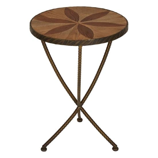 Eltro Small Wooden Side Table With Antique Brass Legs In Brown_2