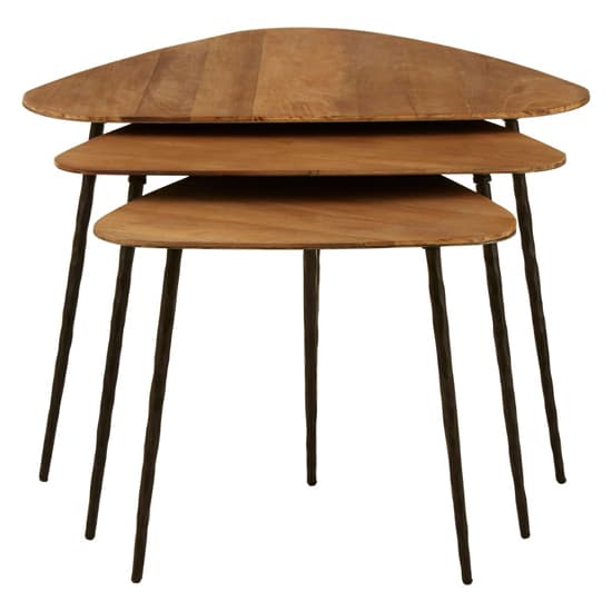 Eltro Wooden Nest Of 3 Tables With Black Metal Legs In Brown_3