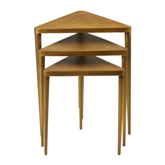 Eltro Triangular Wooden Nest Of 3 Tables In Gold_2