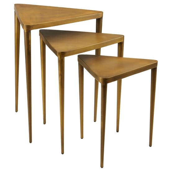 Eltro Triangular Wooden Nest Of 3 Tables In Gold_4