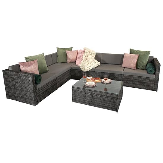 Elvan Modular Corner Sofa Set With Steel Frame In Mixed Grey_2