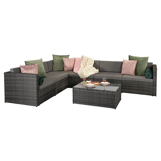 Elvan Modular Corner Sofa Set With Steel Frame In Mixed Grey_3