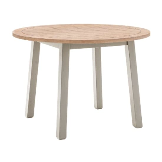 Elvira Round Wooden Dining Table In Oak And Prairie
