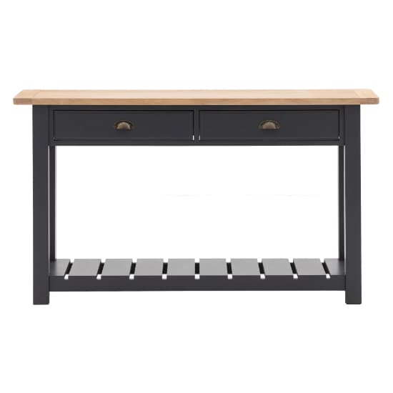 Elvira Wooden Console Table With 2 Drawers In Oak And Meteror_3