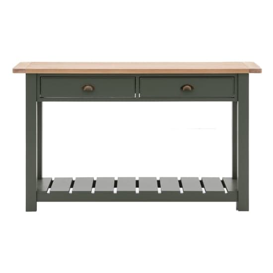 Elvira Wooden Console Table With 2 Drawers In Oak And Moss_2
