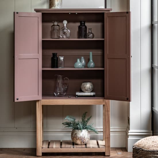 Elvira Wooden Drinks Cabinet In Oak And Clay_4