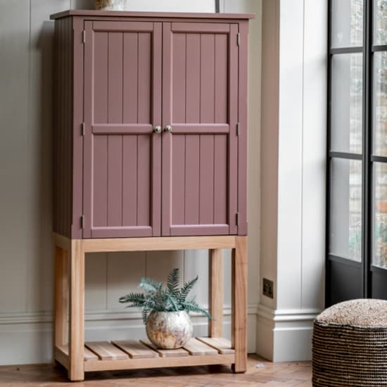 Elvira Wooden Drinks Cabinet In Oak And Clay