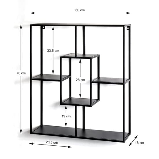 Elwoka Metal 4 Shelves Geometric Wall Shelf In Black_5
