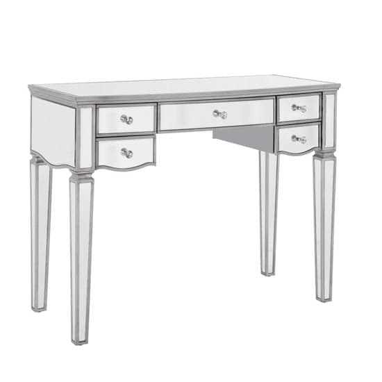 Elysee Glass Dressing Table In Mirrored With 5 Drawers_1