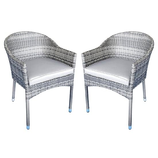 Elysia Mixed Grey Weave Stacking Armchairs In Pair